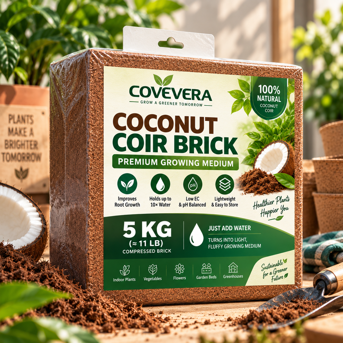 Organic Compressed Coco Coir Brick Coconut Peat Plant Grow Nutritious Soil Coconut Coir Compound Fertilizer Coconut Fiber Husk